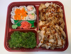 56 Teriyaki Chicken / Seaweed Salad & California Roll